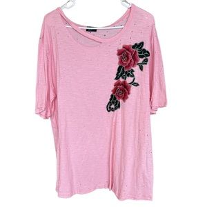 NWOT Pink Distressed Shirt